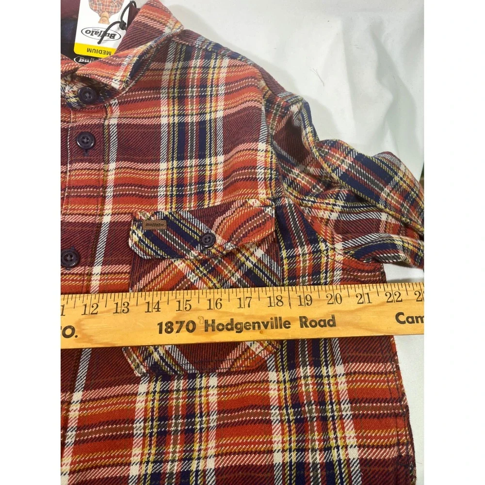 Buffalo Jeans Plaid Flannel Shirt Jacket Men M Red Navy Rugged Grunge Lumberjack